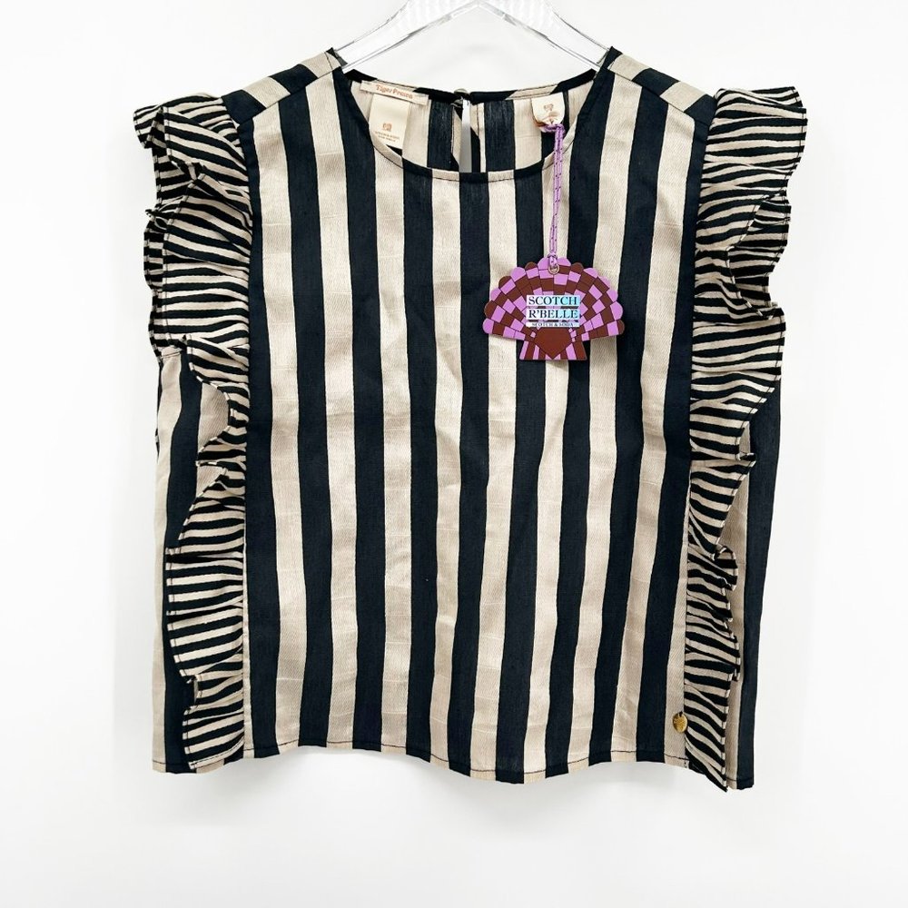 Scotch R'Belle Girls Size 8 Boxy Linen Top with Ruffles